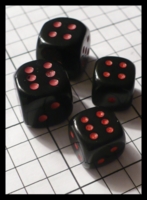 Dice : Dice - 6D Pipped - Black Opaque with Red Pips 2 Pairs - FA collection buy Dec 2010